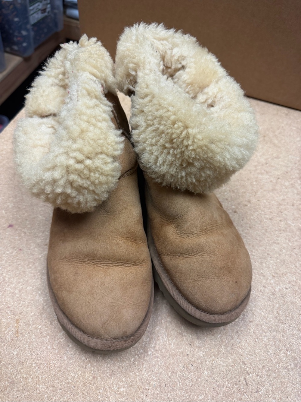UGG Chestnut Suede Shearling Cuff Winter Booties